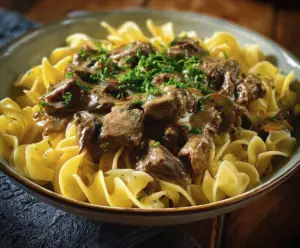 Creamy Beef Stroganoff with Egg Noodles