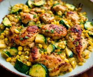 Garlic Butter Chicken with Zucchini and Corn