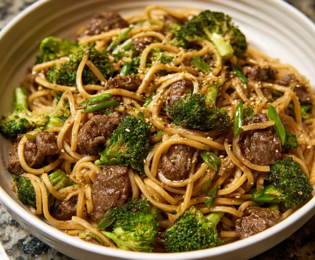 Garlic Ginger Beef and Broccoli Noodles