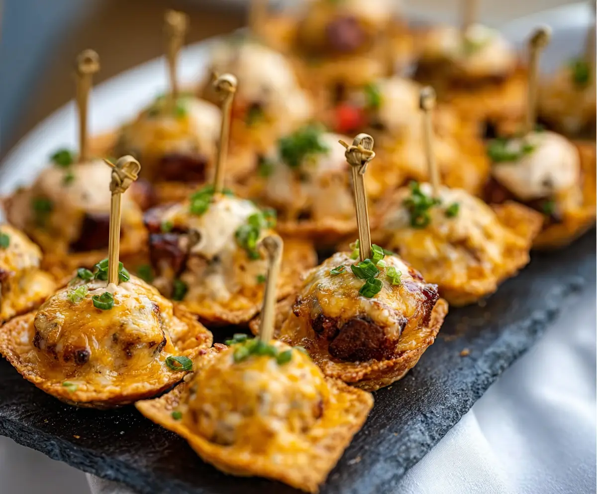 Delicious Iowa Party Bites featuring cheesy, savory ingredients perfect for gatherings.