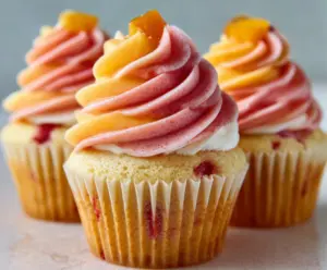 Mango Strawberry Sunset Cupcakes