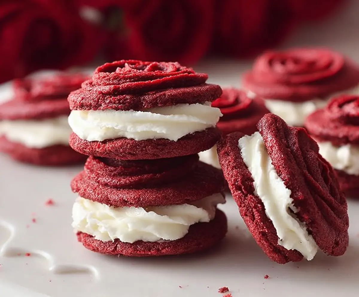 Red Velvet Rose Sandwich Cookies Recipe