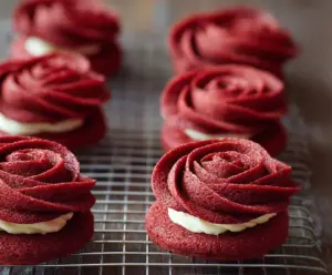 Red Velvet Rose Sandwich Cookies