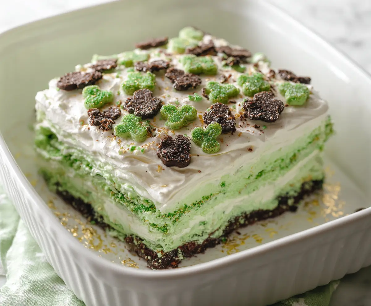 Easy Shamrock Lasagna Dessert for St. Patrick's Day