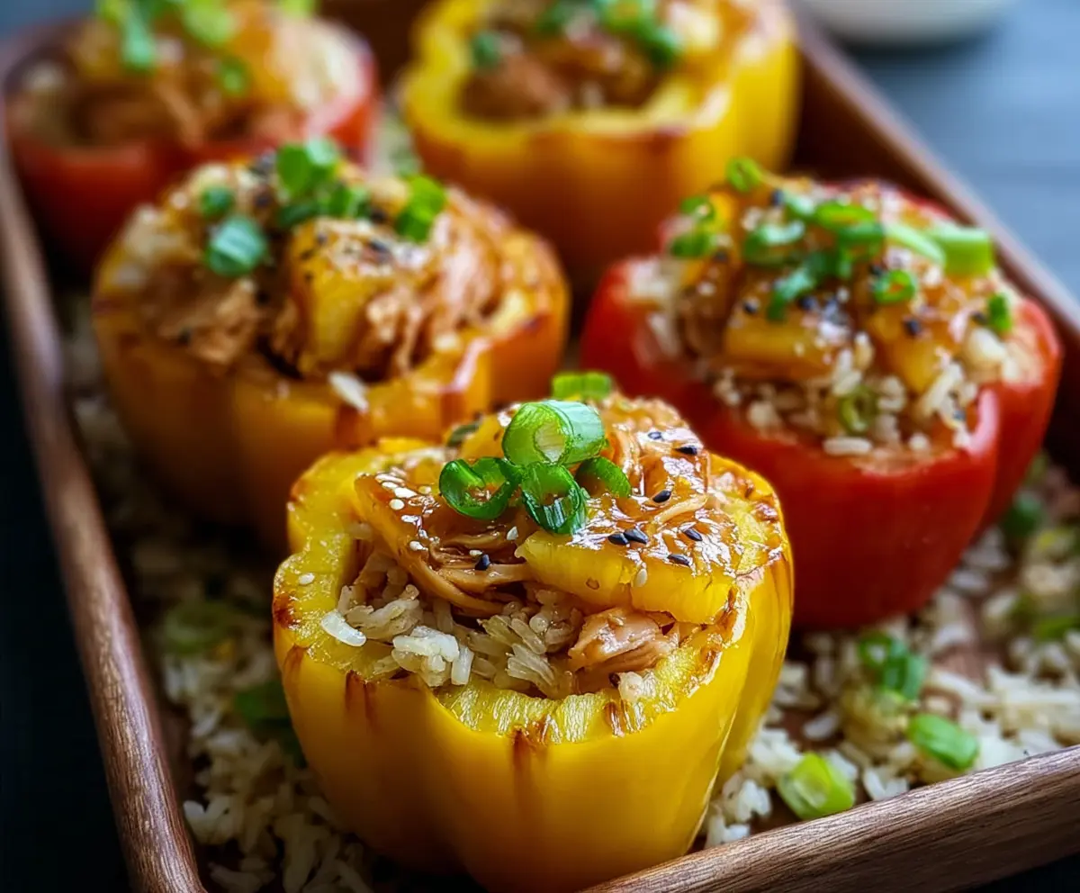 Easy Teriyaki Pineapple Chicken Stuffed Peppers