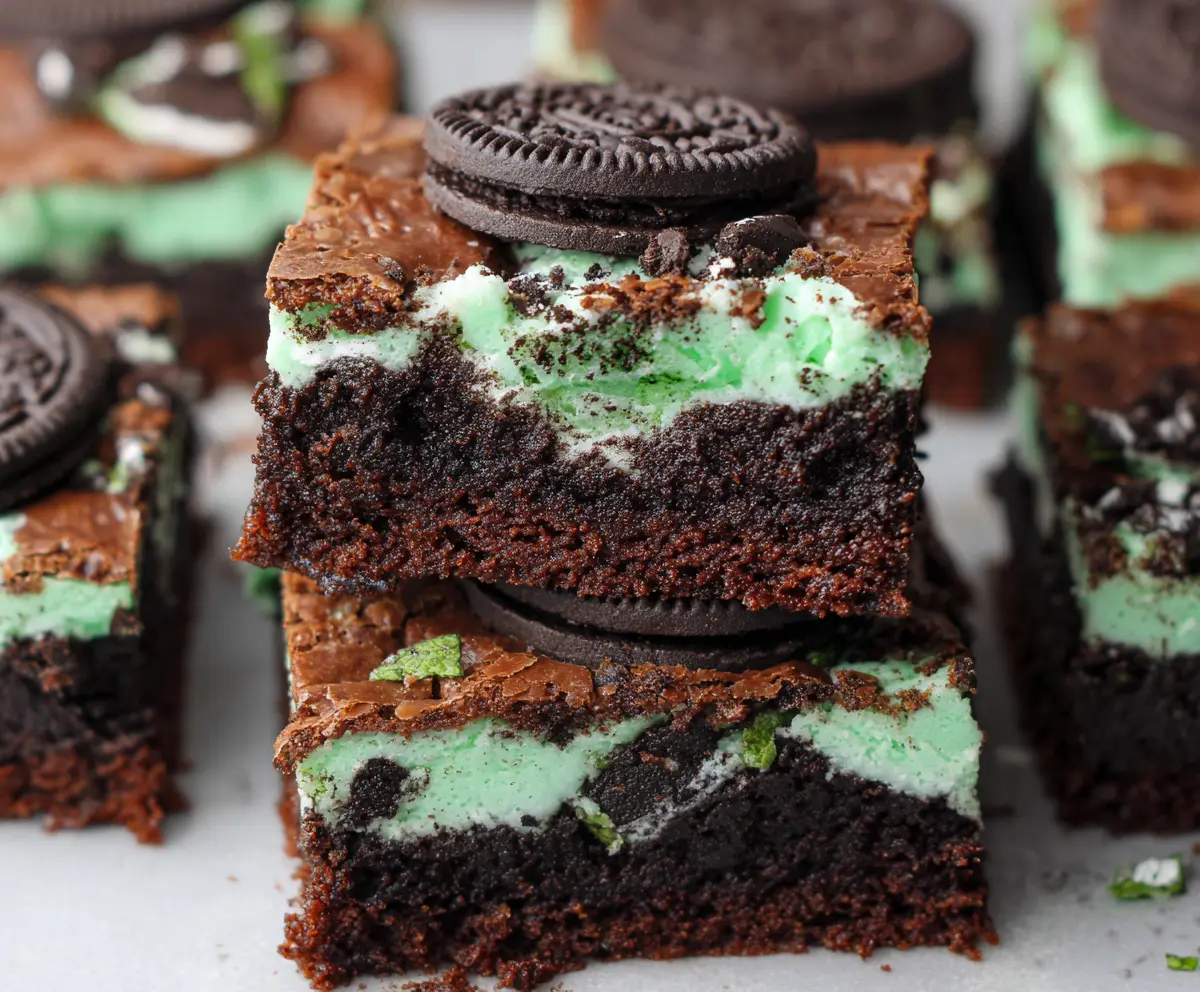 Rich Triple Layer Mint Oreo Brownies