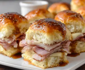 Brown Sugar Glazed Ham Biscuit Sliders