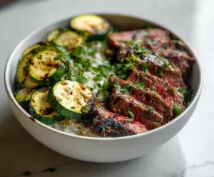Grilled Steak Bowl with Zucchini