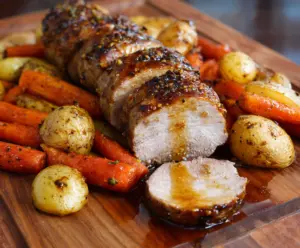Honey Garlic Pork Tenderloin with Roasted Carrots & Potatoes