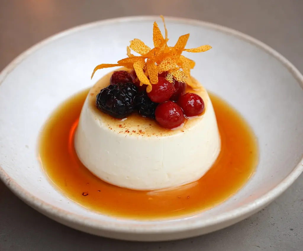 Orange Blossom Honey Panna Cotta with Berry Compote