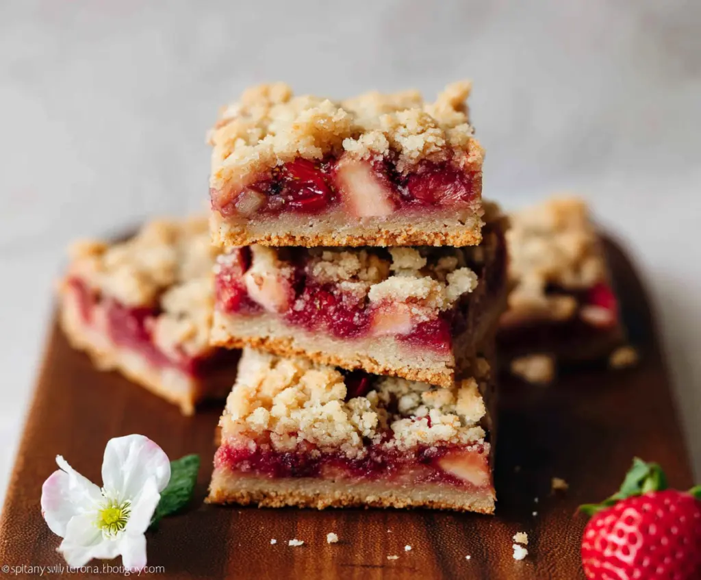 Strawberry Rhubarb Crumble Bars