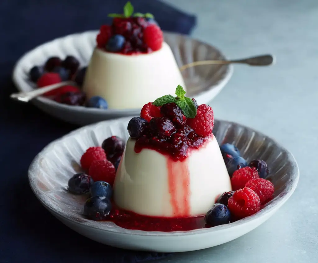 Vanilla Bean Panna Cotta with Berry Compote