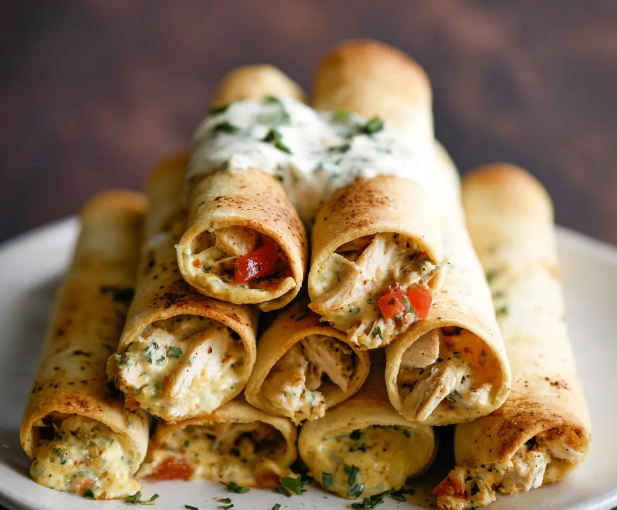 Crispy Dill Pickle Ranch Chicken Taquitos