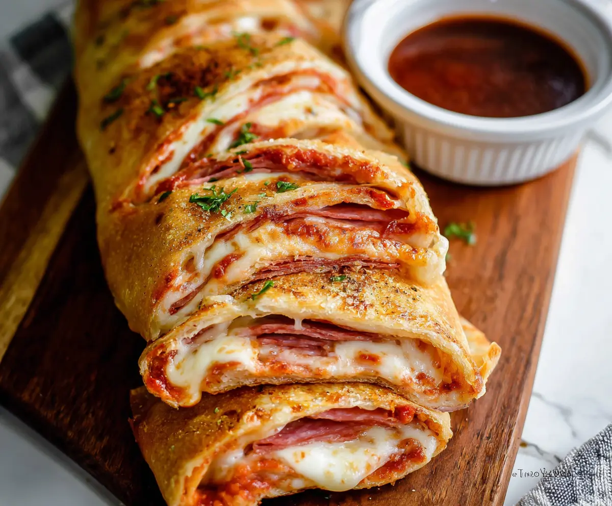 Easy Stromboli bursting with cheese and savory fillings, golden and crispy crust.
