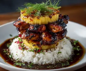 Hawaiian Huli Huli Chicken Stack