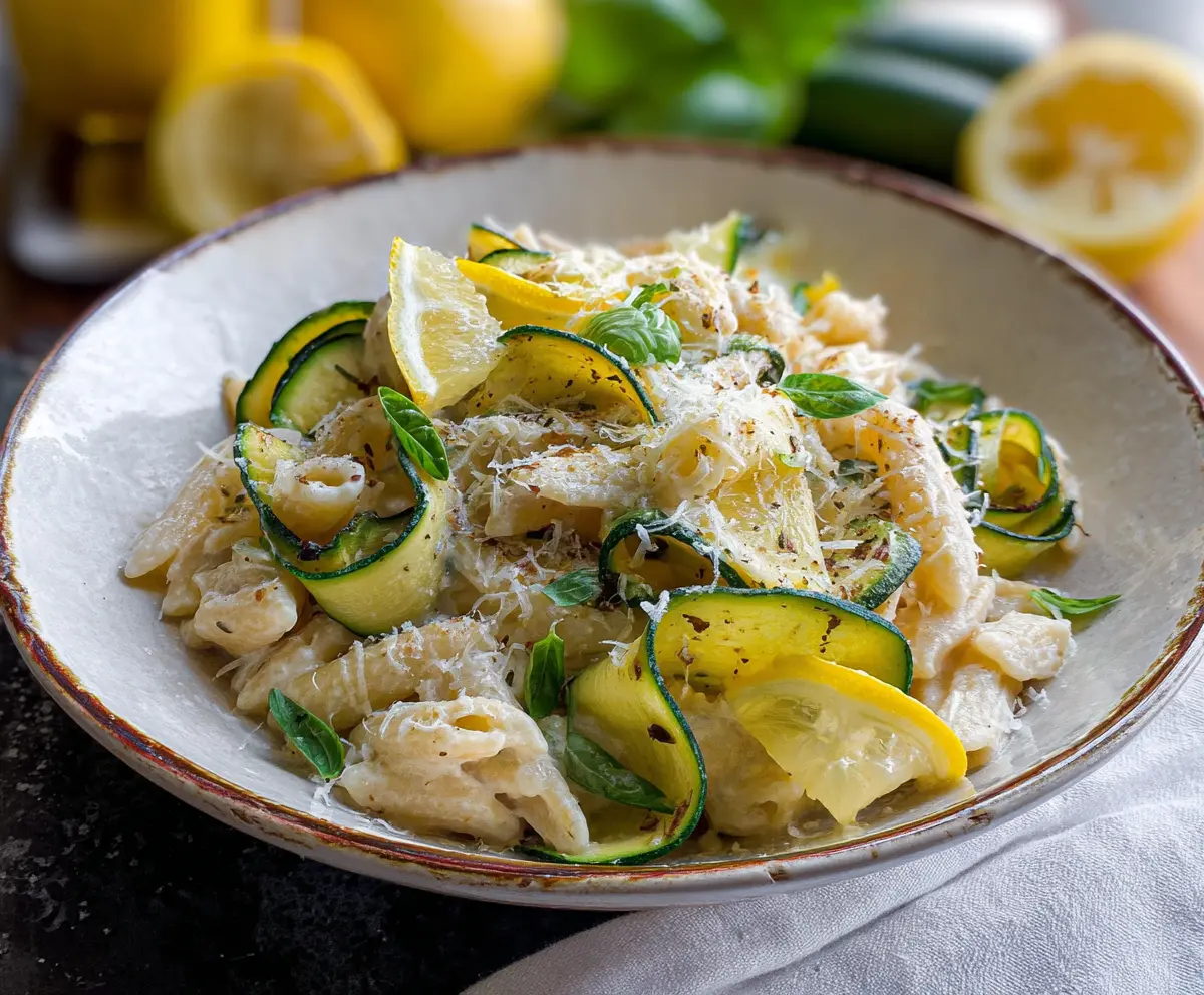 Creamy Lemon Ricotta Pasta with Fresh Zucchini Ribbons, perfect for a light summer meal
