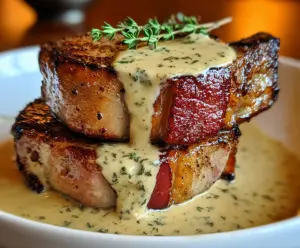 Maple Bacon Pork Chops with Dijon Mustard Cream Sauce