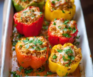 Teriyaki Pineapple Chicken and Rice Stuffed Peppers