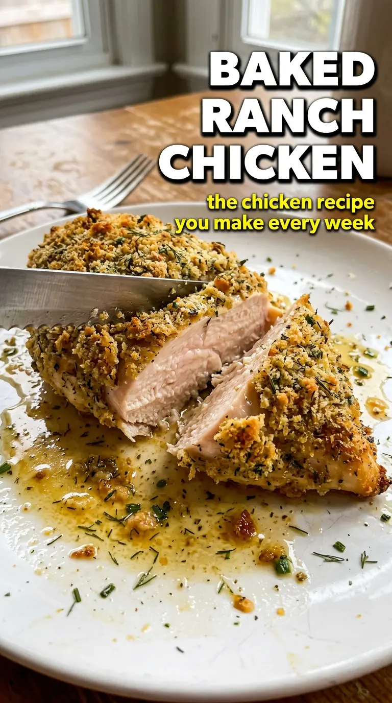 Baked Ranch Chicken golden Parmesan crust, crispy, juicy