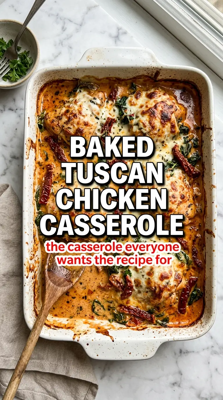 Baked Tuscan Chicken Casserole creamy spinach sun-dried tomato