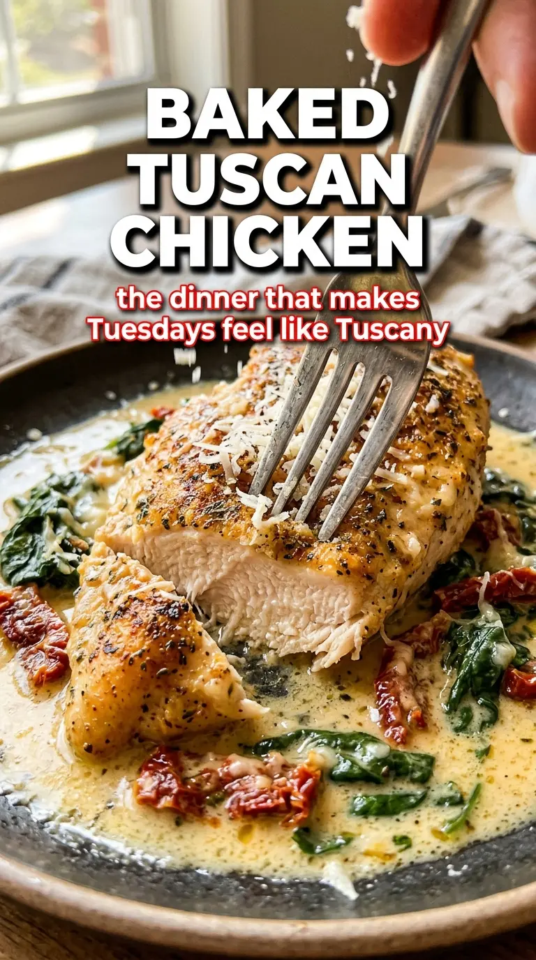 Baked Tuscan Chicken creamy sun-dried tomato spinach