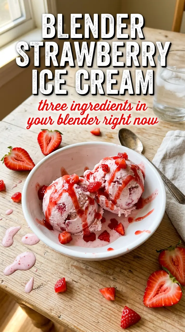 Blender Strawberry Ice Cream creamy pink frozen dessert