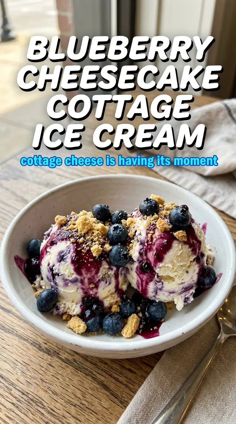 Blueberry Cheesecake Cottage Cheese Ice Cream creamy blueberry cheesecake