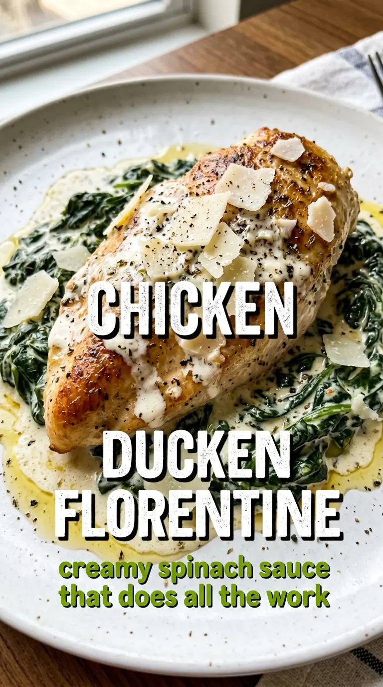Chicken Florentine golden seared chicken creamy spinach sauce