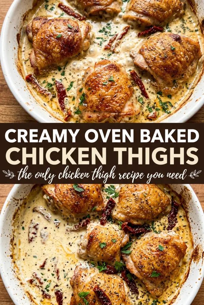 Creamy Oven Baked Chicken Thighs