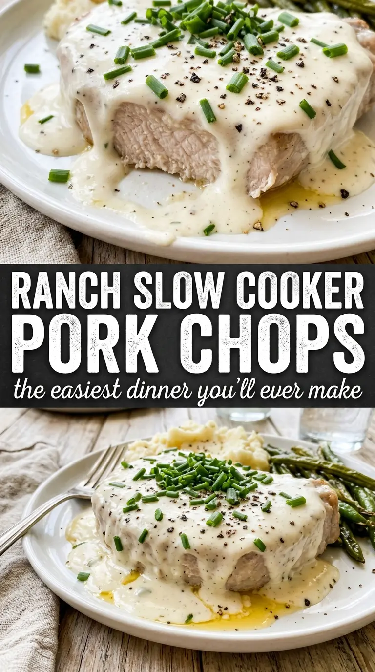 Creamy Ranch Slow-Cooker Pork Chops tender creamy ranch