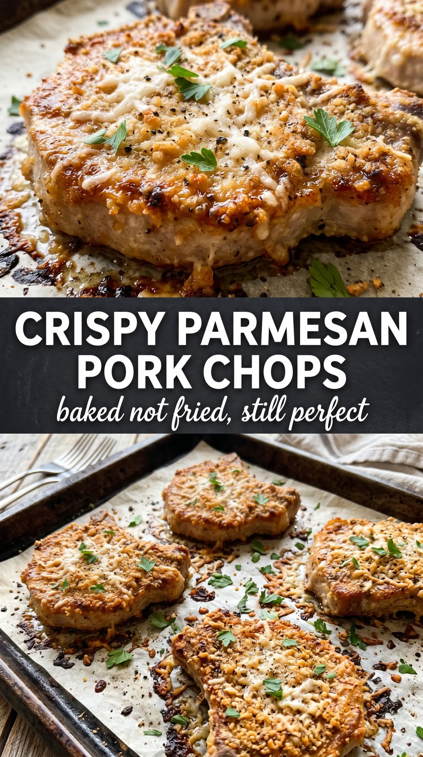 Crispy baked parmesan pork chops crunchy juicy