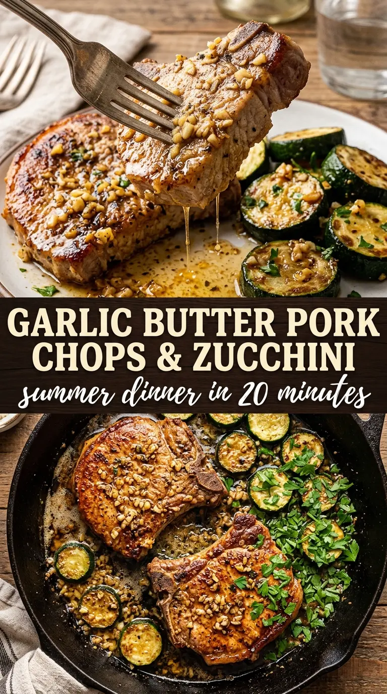 Garlic Butter Pork Chops with Zucchini golden skillet lemony