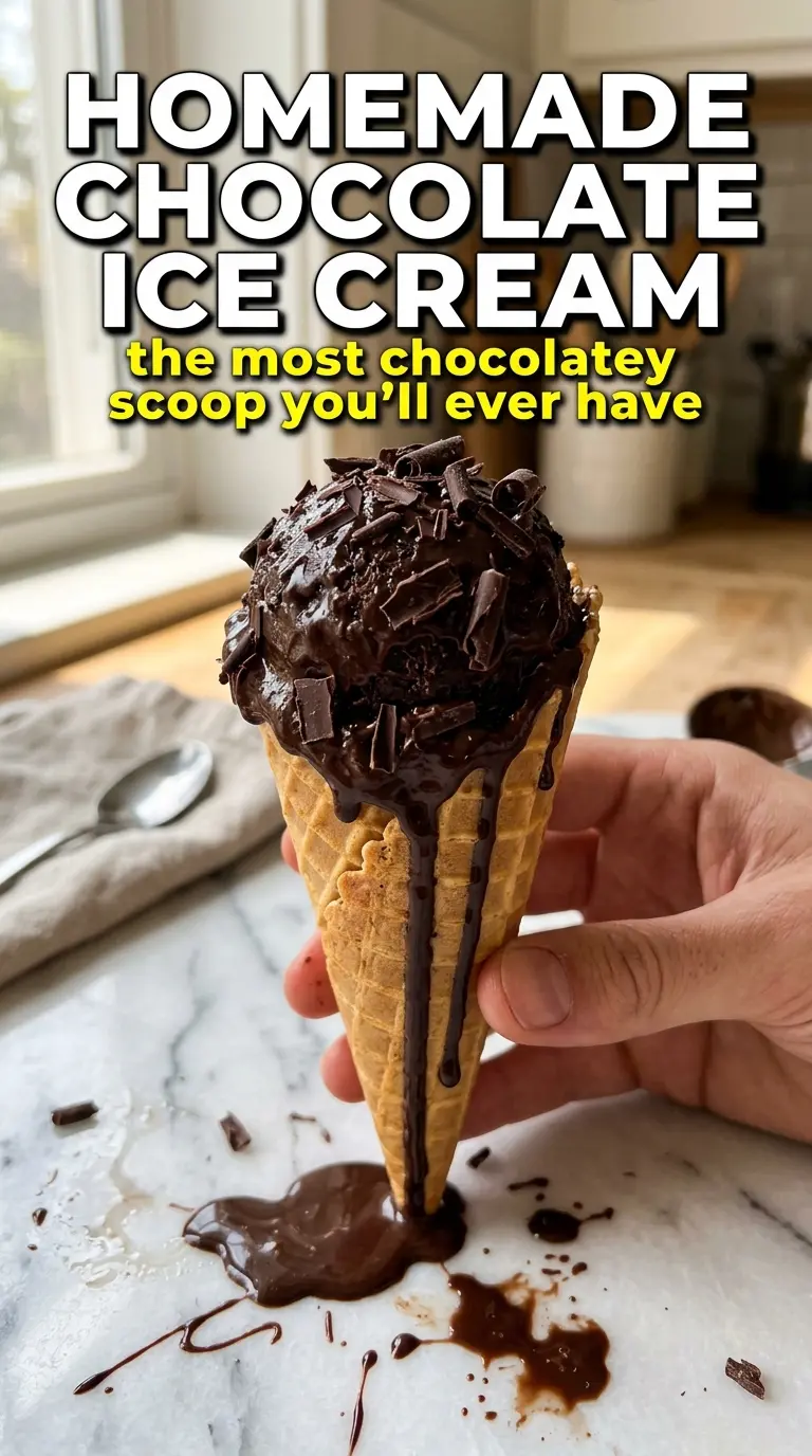 Homemade Chocolate Ice Cream rich creamy dark