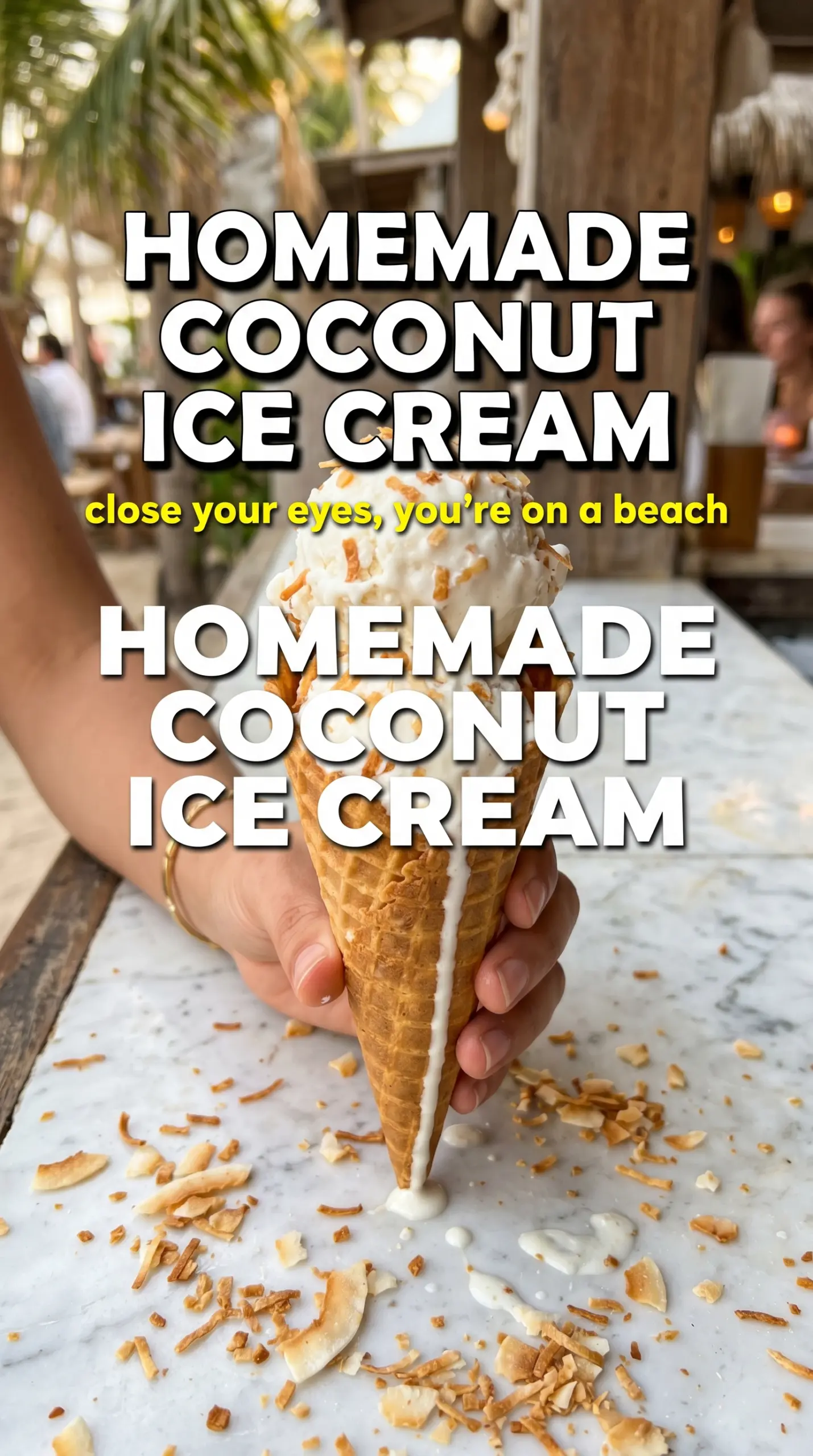 Homemade coconut ice cream creamy toasted