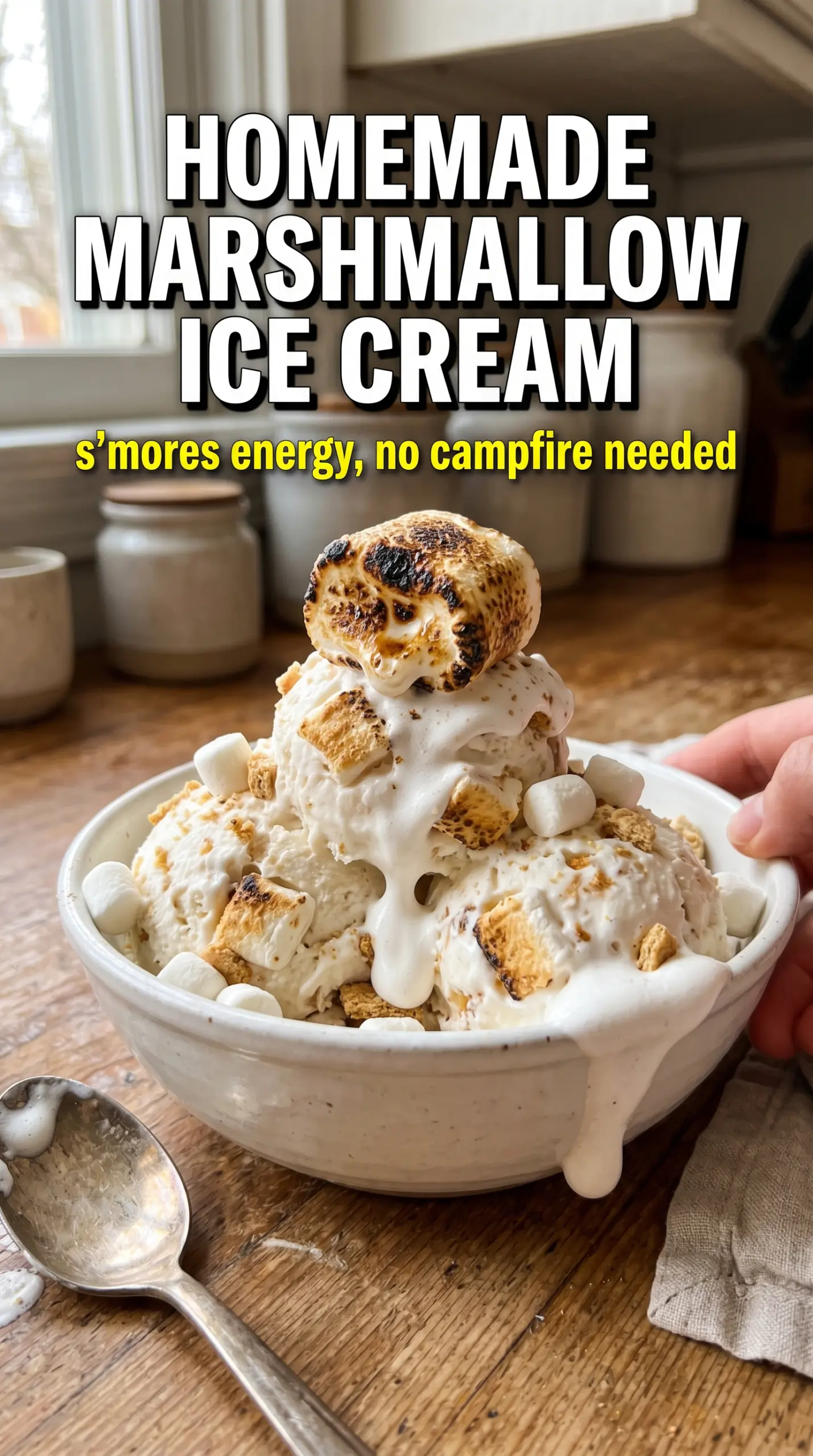 Scoop of homemade ice cream in a bowl