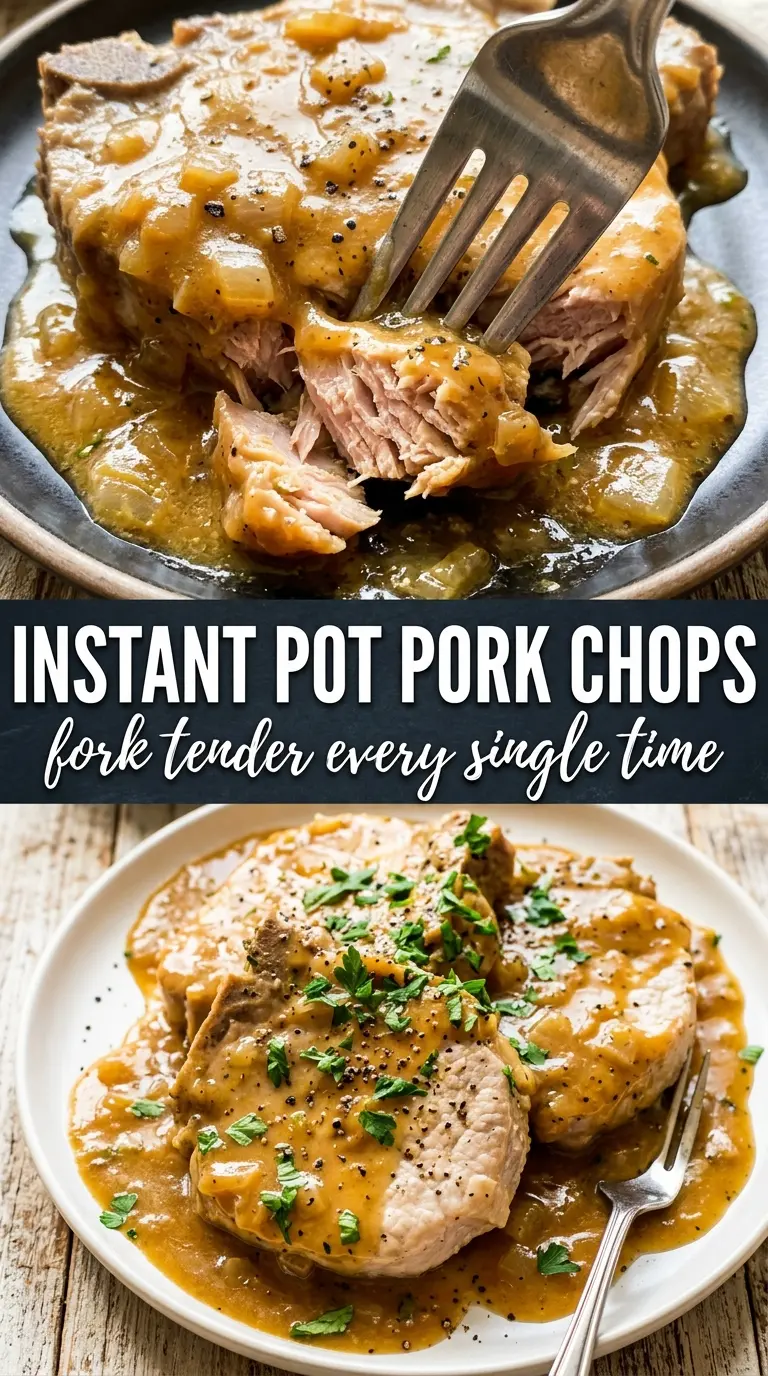 Instant Pot Boneless Pork Chops savory mushroom gravy