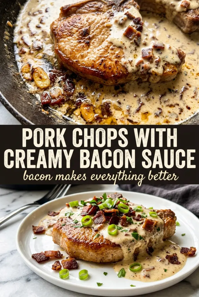 Pork Chops with Creamy Bacon Pan Sauce