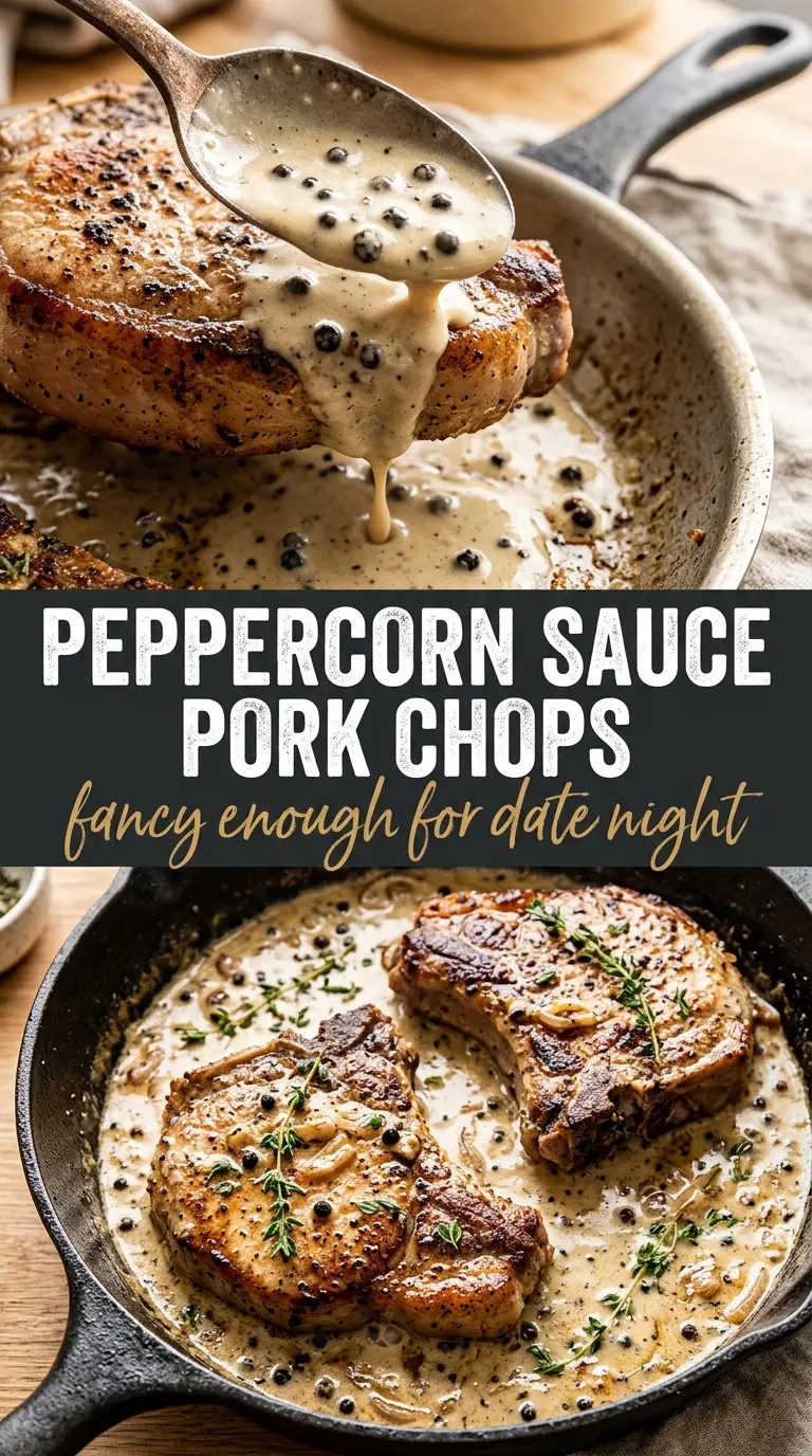 Pork Chops with Peppercorn Sauce glossy creamy
