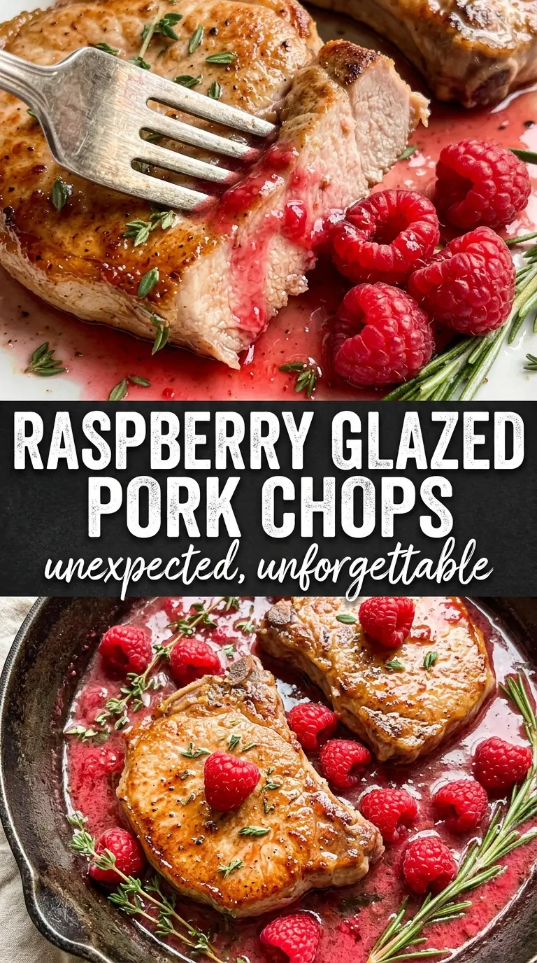 Raspberry glazed pork chops ruby-red sticky