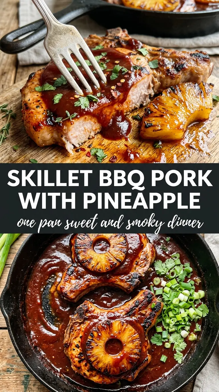 Skillet BBQ Pork Chops with Pineapple smoky sweet