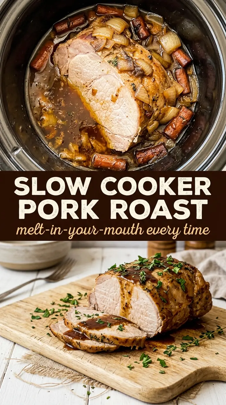 Slow cooker pork roast savory tender