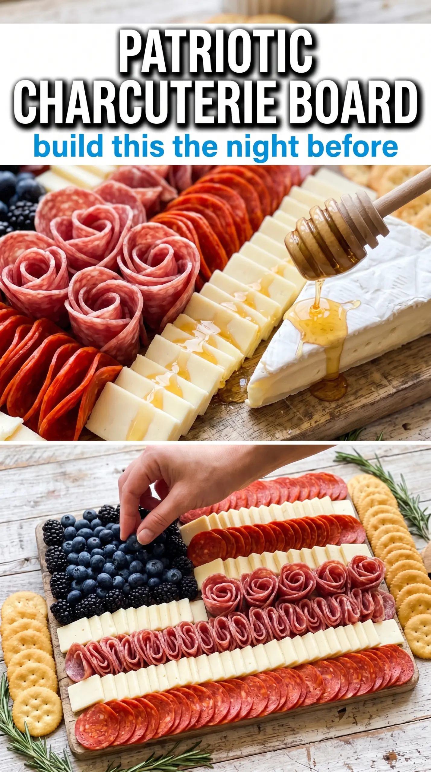 American Flag Charcuterie Board red white blue