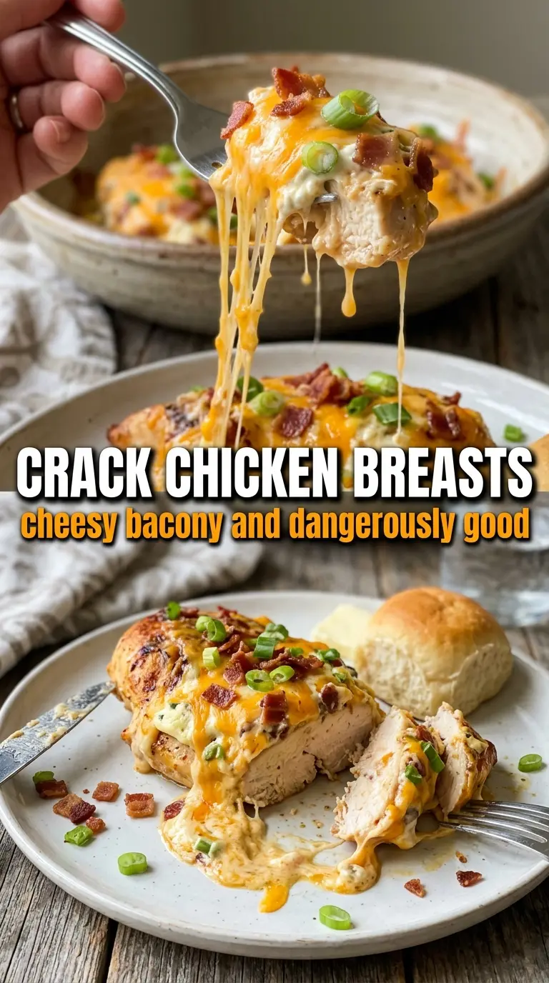 Baked Crack Chicken Breasts creamy ranch bacon cheddar