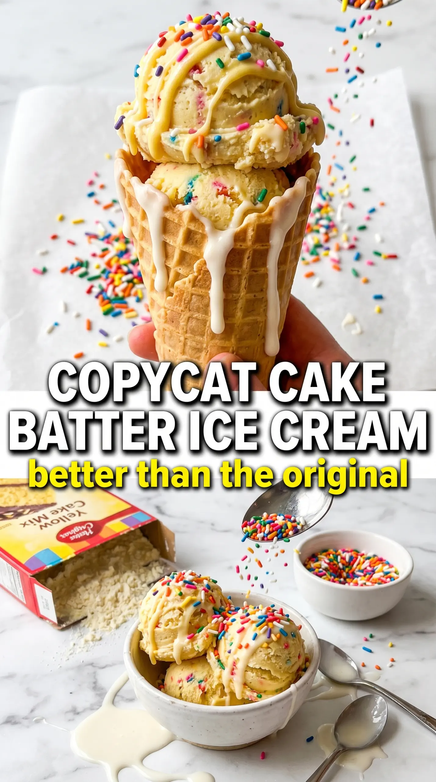 Copycat Cake Batter Ice Cream creamy sprinkles