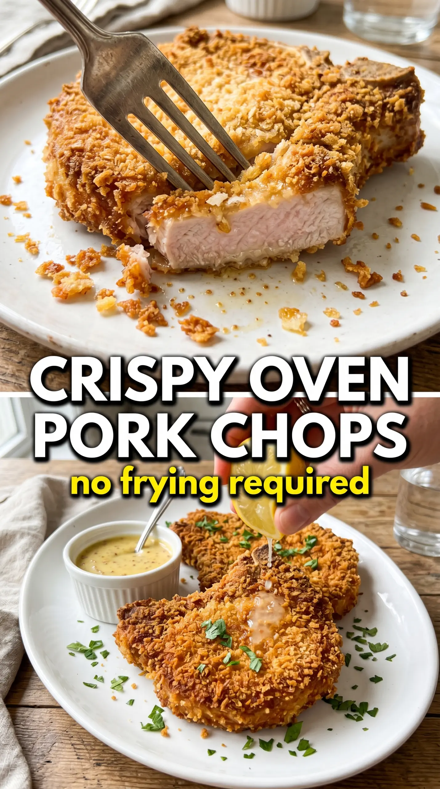 Crispy Baked Pork Chops crunchy panko crust