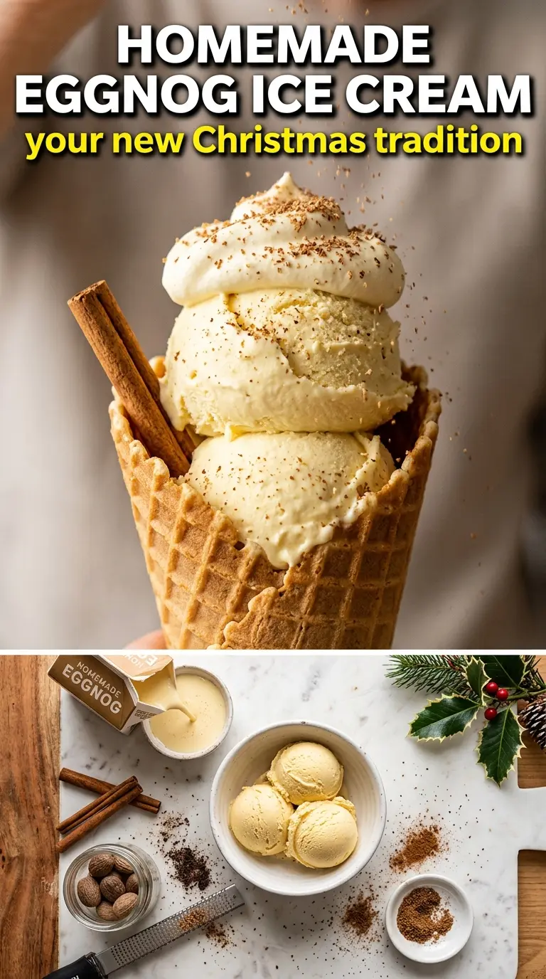 Eggnog ice cream creamy nutmeg frozen dessert