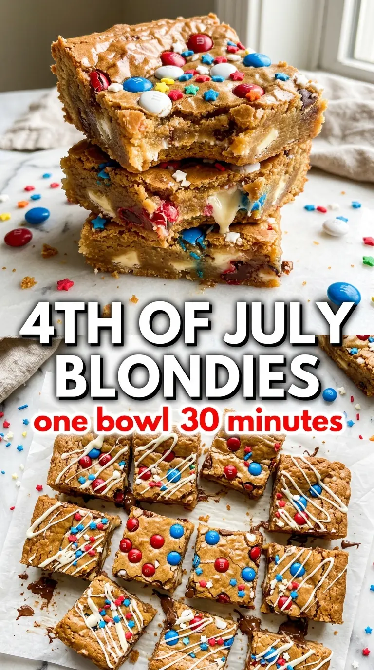 Fireworks Blondies red white blue sprinkle bars