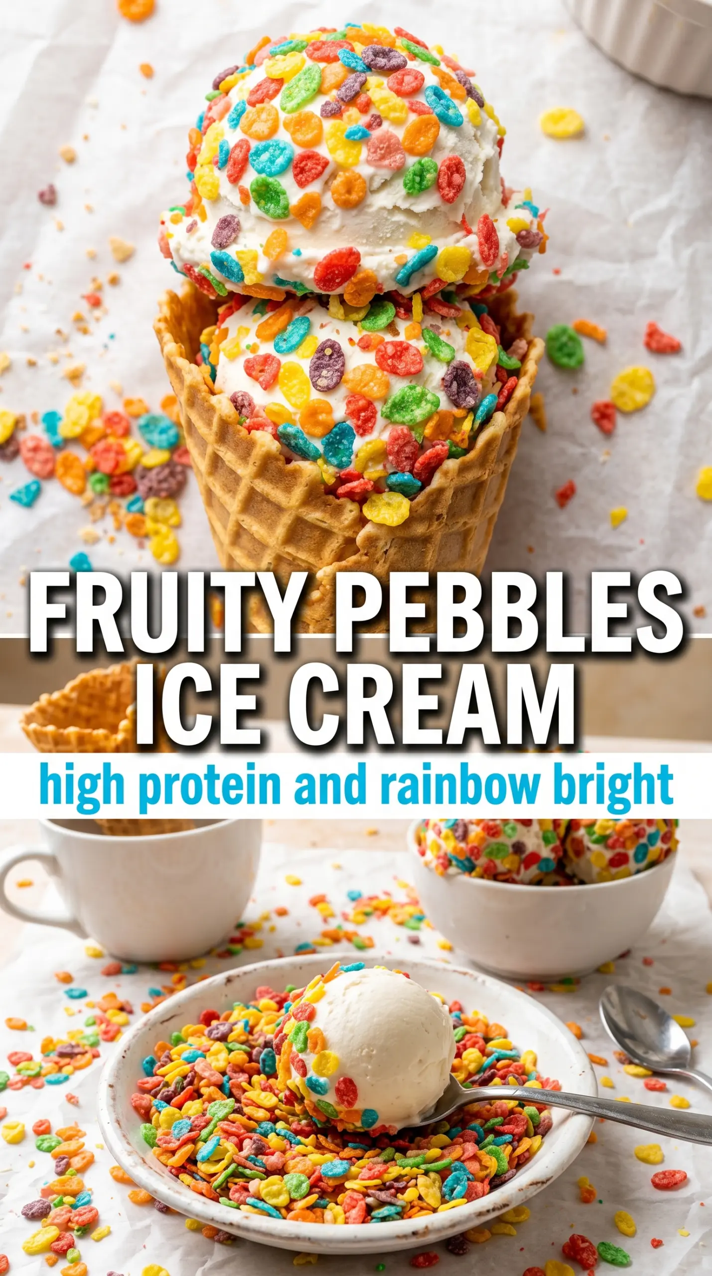 Fruity Pebbles protein ice cream colorful creamy cereal