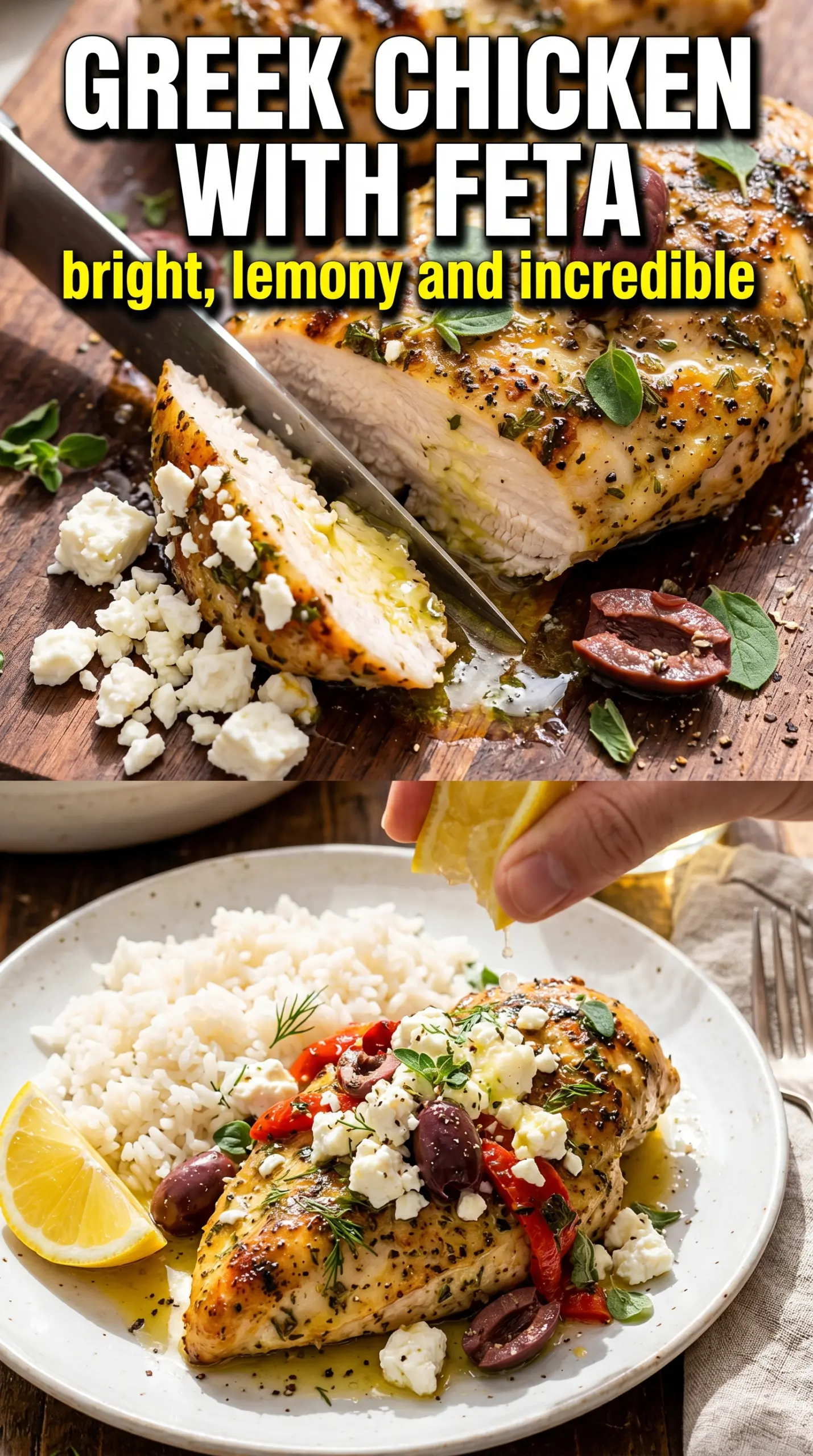 Greek Chicken with Lemon and Feta roasted chicken lemon tomatoes