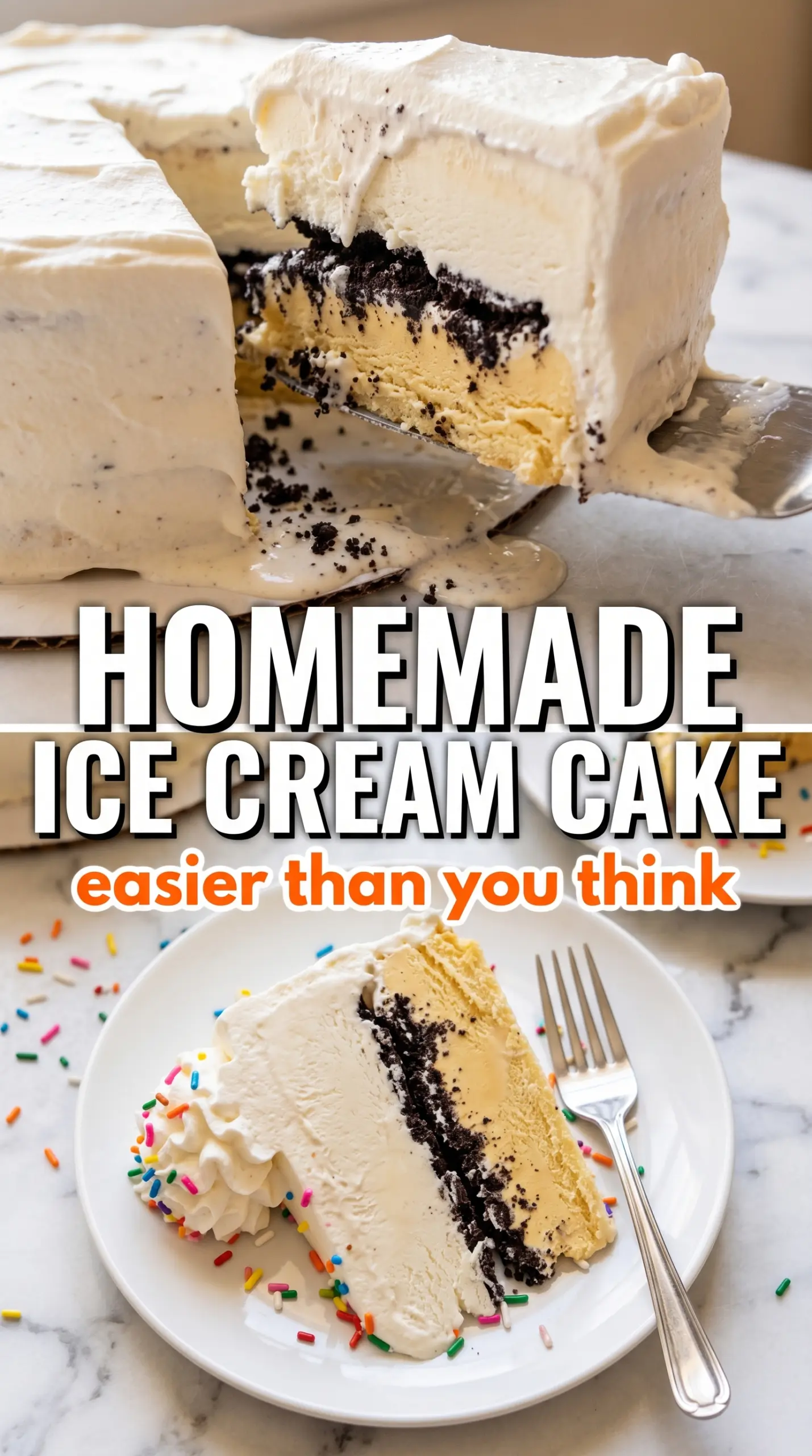 Ice Cream Cake Oreo layers creamy fudge